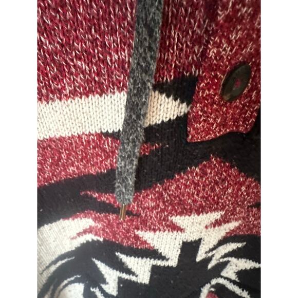 American Eagle Aztec Tribal Hoodie – Red/White/Black, Men's Size L - Picture 4 of 8